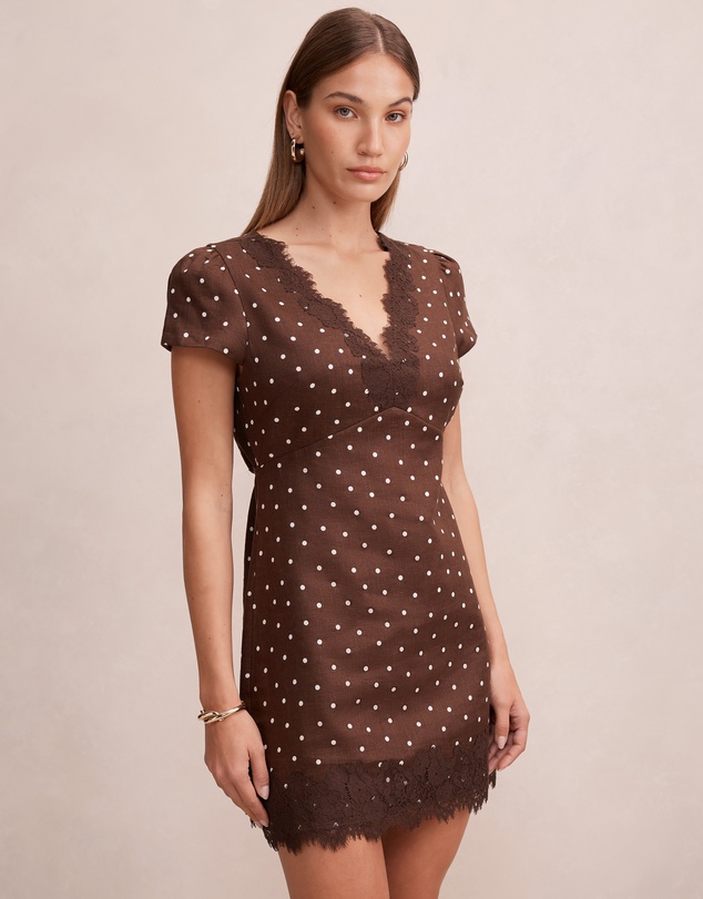 Forever New - Lexi Lace Trim Linen Mini Dress