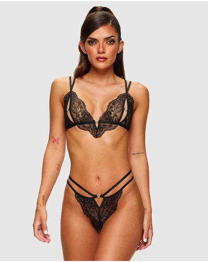 Ann Summers - Diamond Heart Crotchless Set