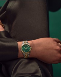 TIMEX - Womens 36mm Legacy Two-tone Case and Bracelet with Green Dial