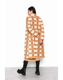Glamorous - Camel tartan long coat