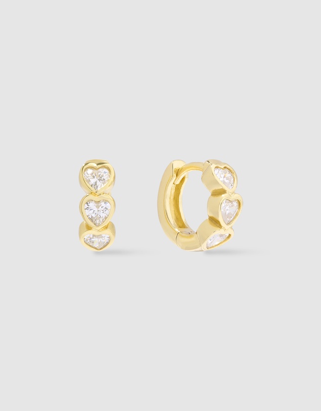 Wanderlust + Co - Heart Bezel Gold 8mm Huggie Earrings