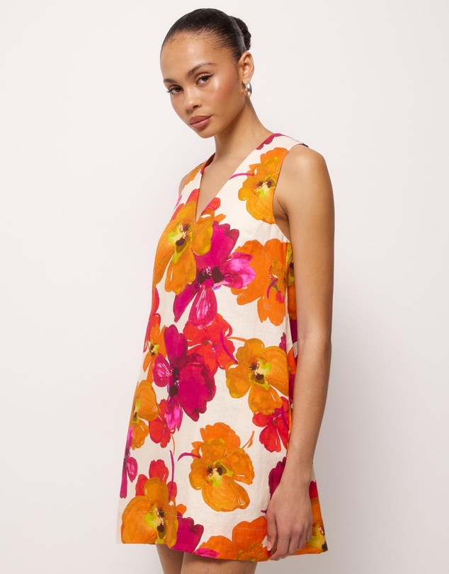 AERE - Odette Linen V Neck Shift