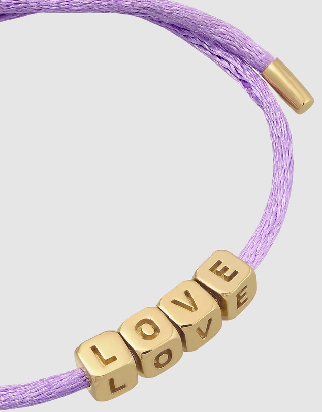 Elli Jewelry - LOVE Charm Purple Satin Bracelet