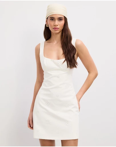 The Fated - Twill Broderie Mini Dress