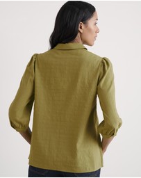 Seasalt - Seasalt Cornwall Green Hope Cottage Organic Cotton Check Blouse