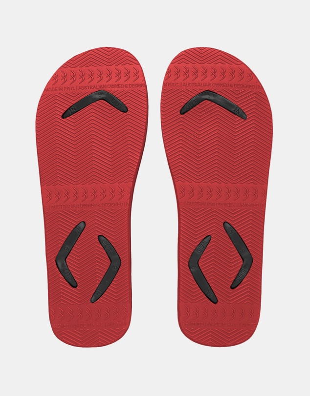 Boomerangz Footwear - Men's Black/Red Thongs with arch support and 2 x interchangeable straps