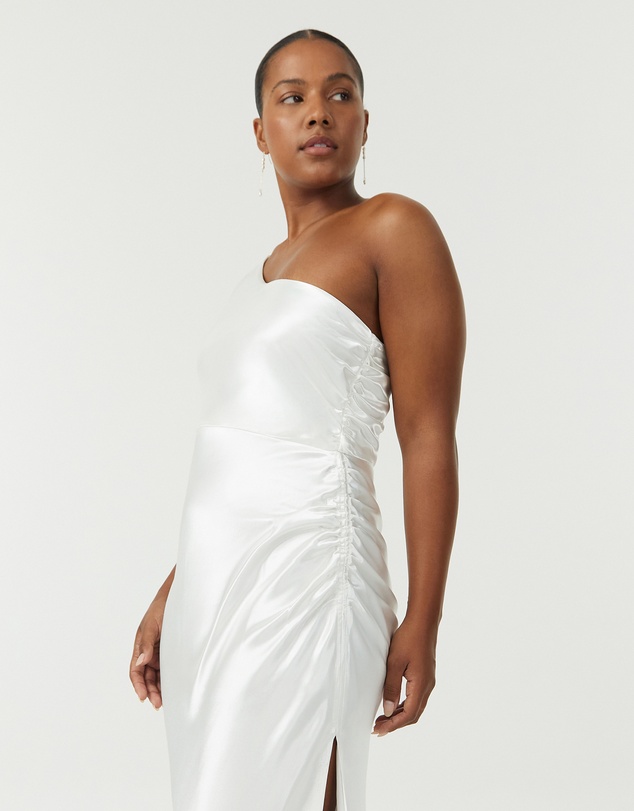 Third Form - Satin Gather One Shoulder Dress