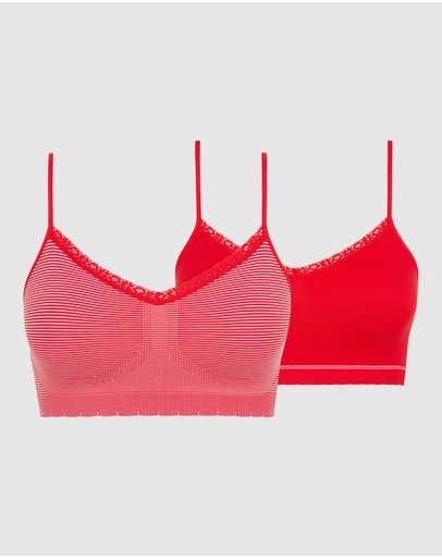 Billet Doux - Zen Attitude Crop Top Style Wirefree Bralette - 2 Pack