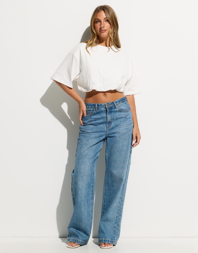 Dazie - Delaney Bubble Hem Cropped Tee