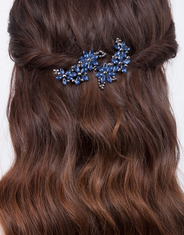 Lovisa - Gunmetal Mixed Crystal Floral Hair Clip