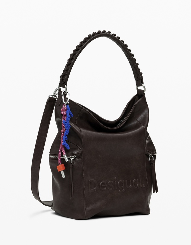 Desigual - Large logo suede-effect backpack