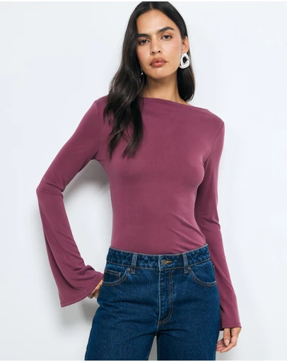 AERE - Marina Cupro Flared Sleeve Top