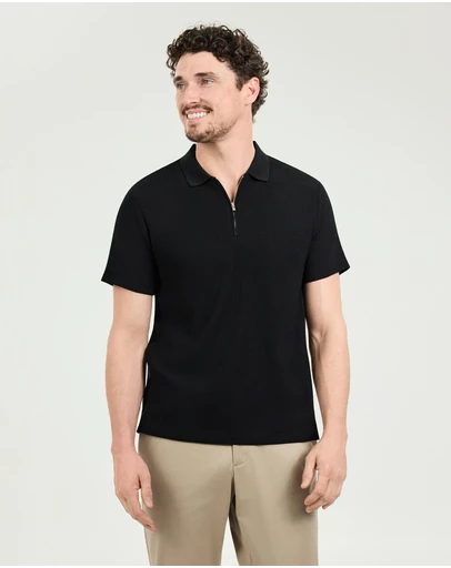 Tarocash - Javier Textured Zip Polo