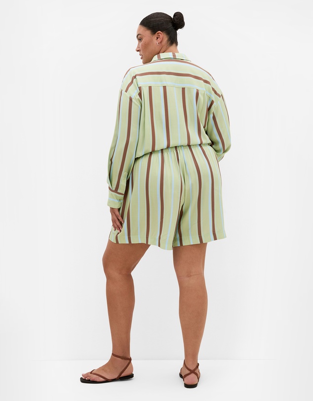 City Chic - Plus size Haven Stripe Shirt - matcha