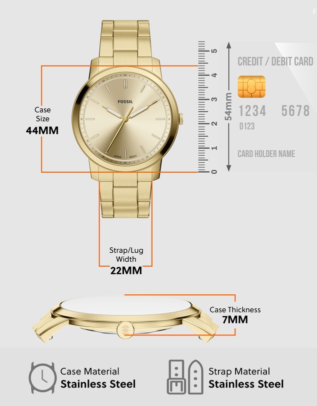 Fossil - Minimalist Gold Tone Analogue Watch