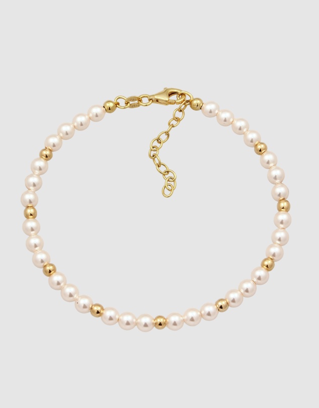 Elli Jewelry - Bracelet Women Elegant Pearl 925 Sterling Silver Gold Plated