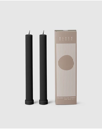 Black Blaze - Column Pillar Candle Duo