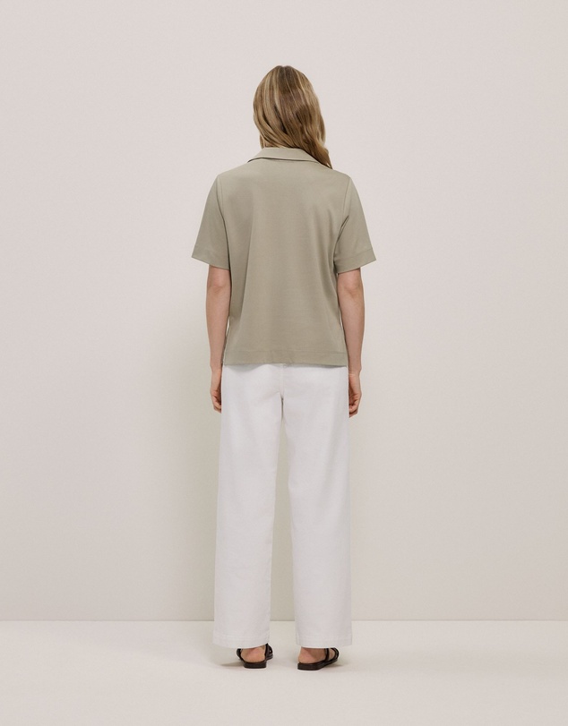 Trenery - Modal Cotton Collared T-shirt in Olive Brown