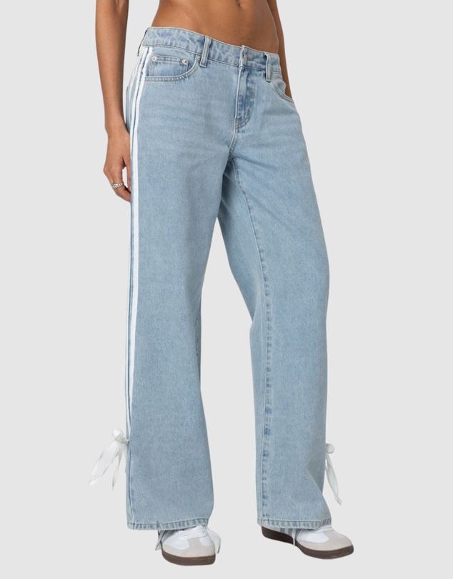 EDIKTED - Washed Low Rise Ribbon Jeans