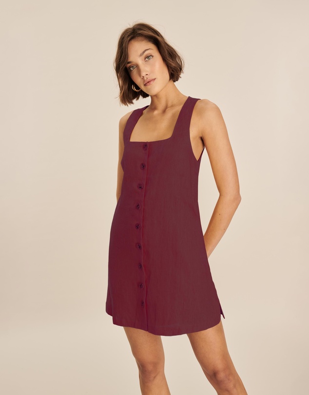 AERE - Bari Linen Button Down Mini Dress