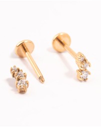 Lovisa - Gold Plated Surgical Steel Trio Cubic Zirconia Flat Backs