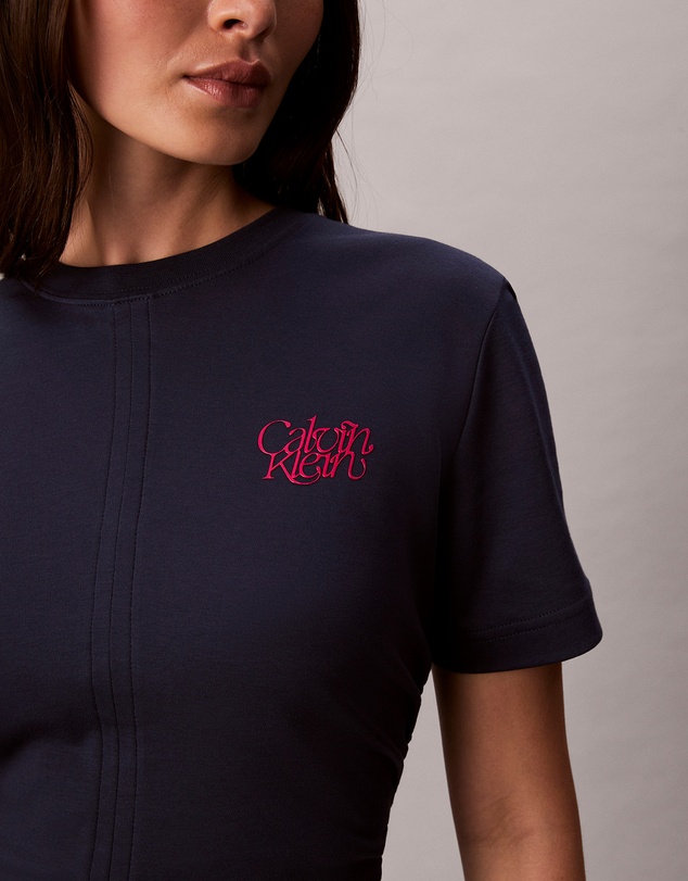 Calvin Klein Jeans - Script Logo Graphic Gathered T-Shirt