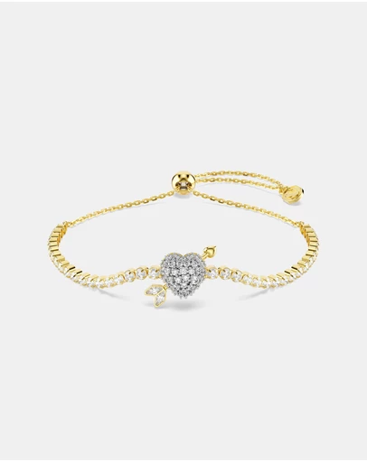 Swarovski - Idyllia Bracelet, Mixed Cuts, Heart With Arrow, White, 18K Gold Finish