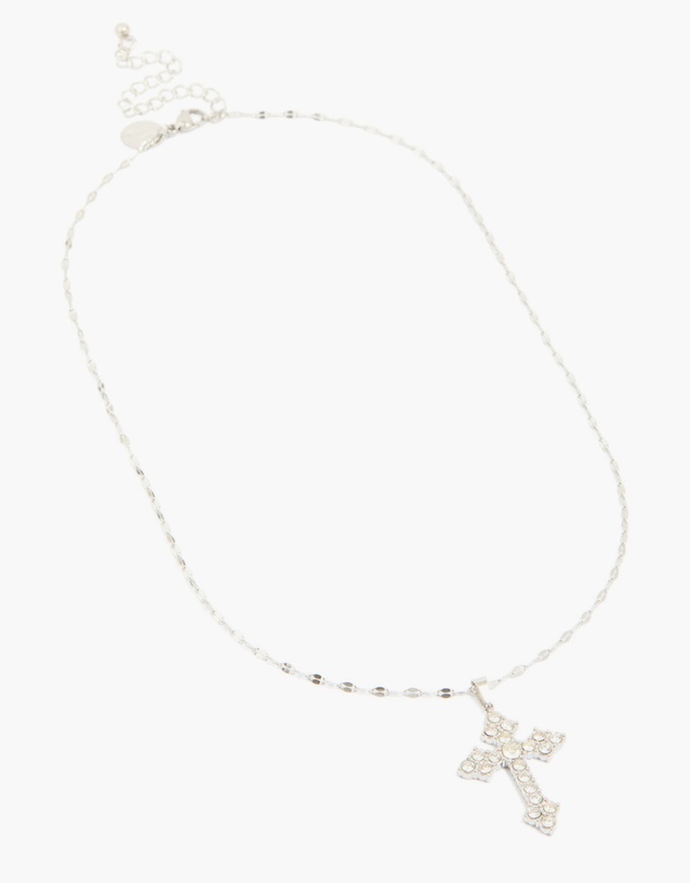 Lovisa - Waterproof Stainless Steel Cubic Zirconia Gothic Cross Fine Necklace