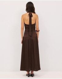 Calli - Sayer Satin Midi Halter Dress