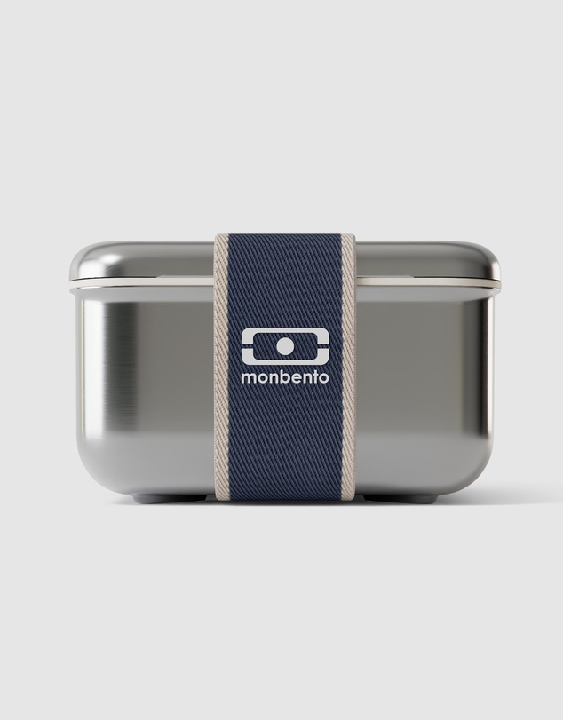 Monbento - Monbento Mb Sense L The Microwave-Safe Metal Lunch Box - Natural Blue