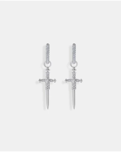 THOMAS SABO - Single hoop earring with sword & white stones