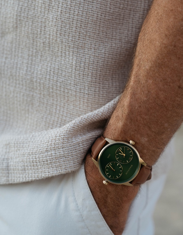 Maxum - Maxum x Taylor Steele - Green Dial, Gold Tone Case & Brown Leather Band
