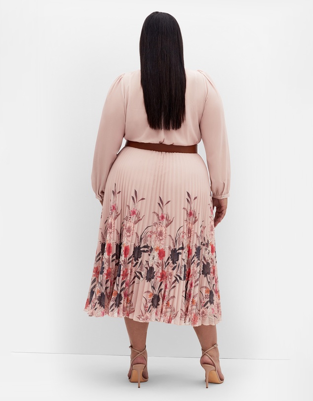 City Chic - Plus size Love Pleat Border Dress - buff