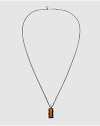 Haze & Glory - ICONIC EXCLUSIVE - Necklace Men Tigers Eye Rectangle 925 Sterling Silver