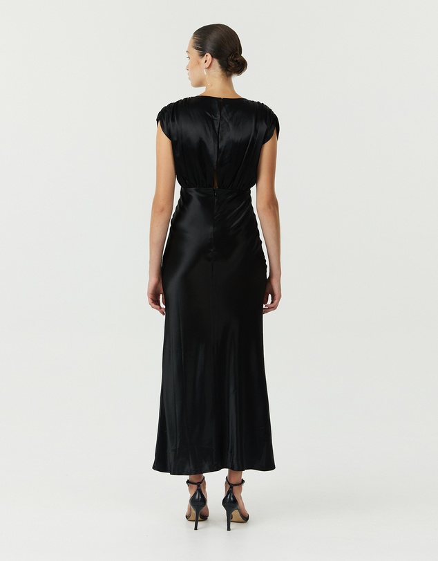 Third Form - Satin Cross Over Gather Dress