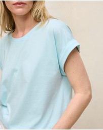 Trenery - Cotton Cuff Sleeve T-shirt in Pastel Blue