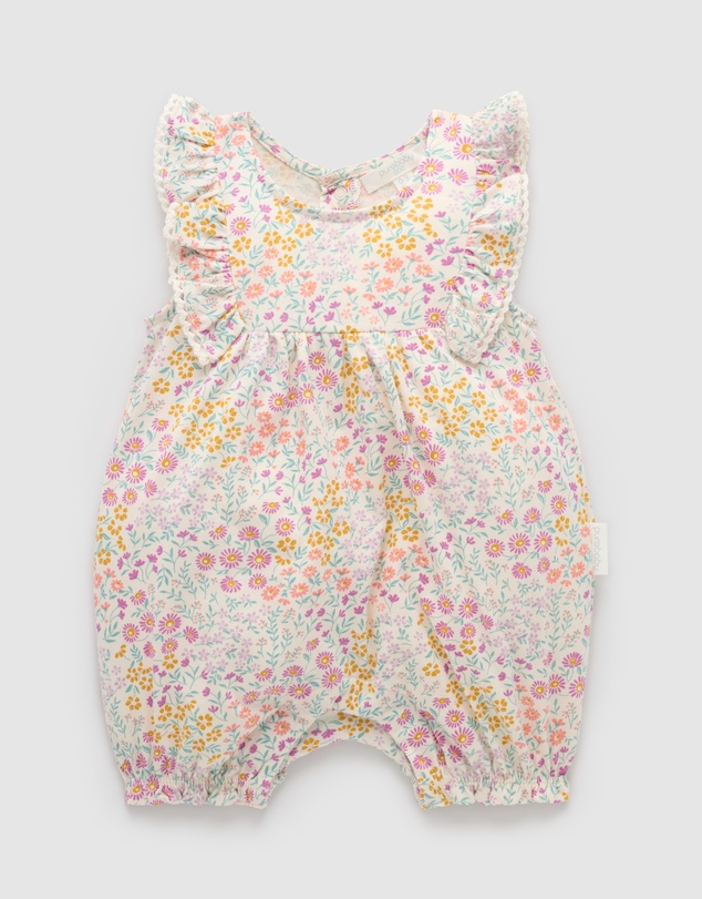 Purebaby - Ruffle Shortie Growsuit-Babies