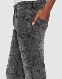 Ksubi - Chitch Stencil Stitch Worn Grey