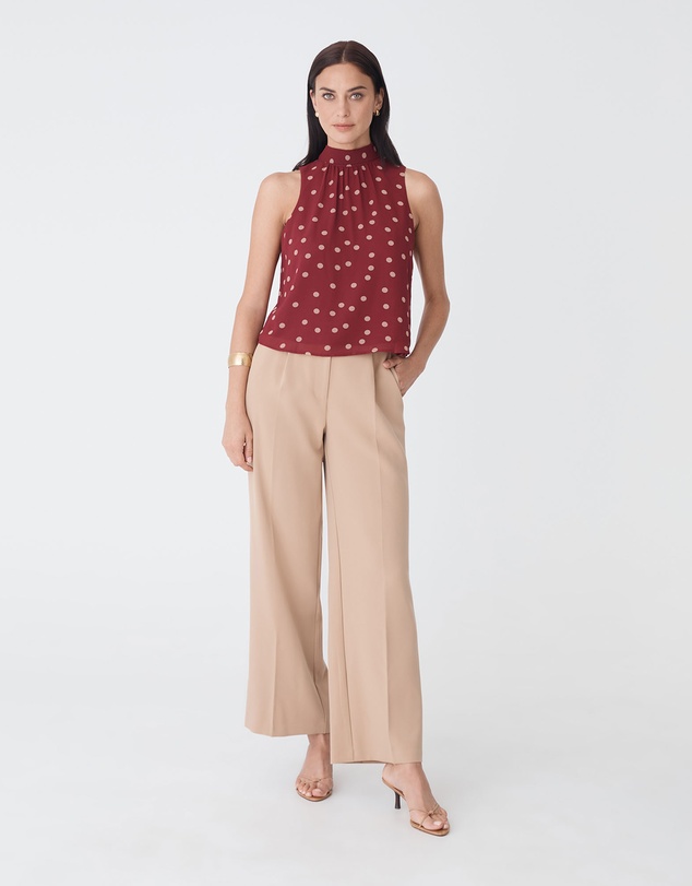 Forcast - Lottie Printed Tie Neck Top