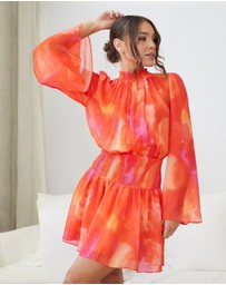 Esther & Co - Daenerys Dress - Orange Print