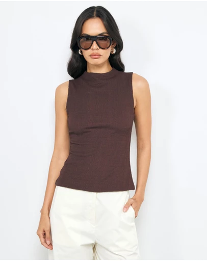 AERE - High Neck Textured Jersey Top
