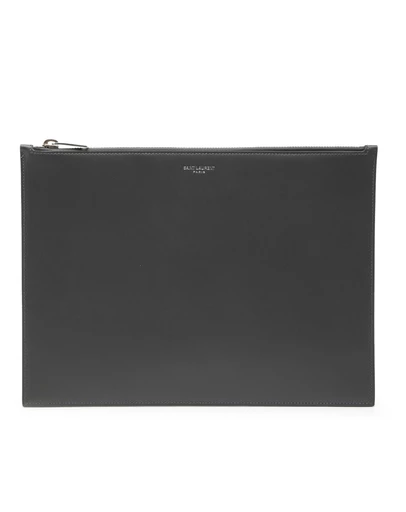 Saint Laurent - Pre-Loved Leather Zip Clutch