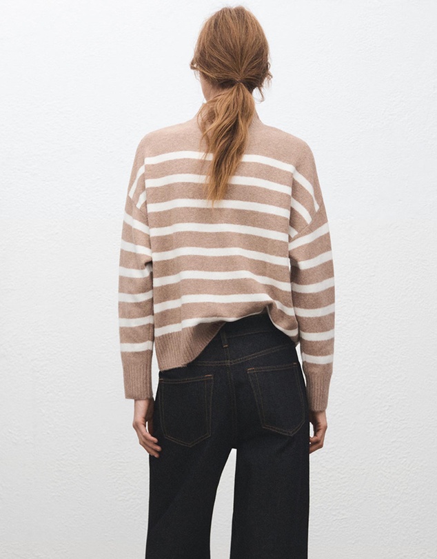 M.N.G - Oversized Striped High-Neck Jumper