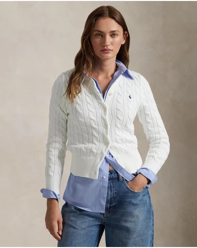 Polo Ralph Lauren - Cable-Knit Cotton Crewneck Cardigan