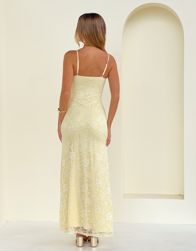 Beginning Boutique - Ely Yellow Lace Maxi Formal Dress