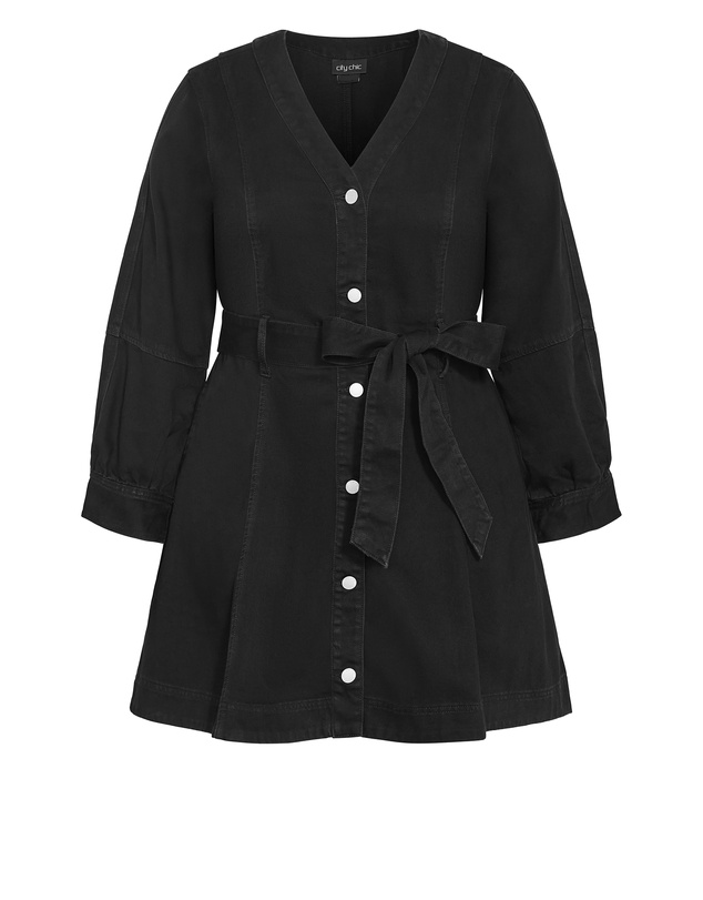 City Chic - Demi Belted Denim Mini Dress