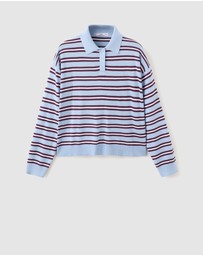 M.N.G - Striped Polo-Neck Sweater