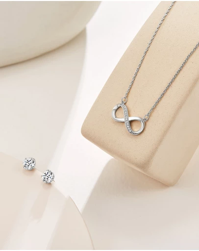 Mestige - Infinity Necklace & Earrings Set - Silver Plated