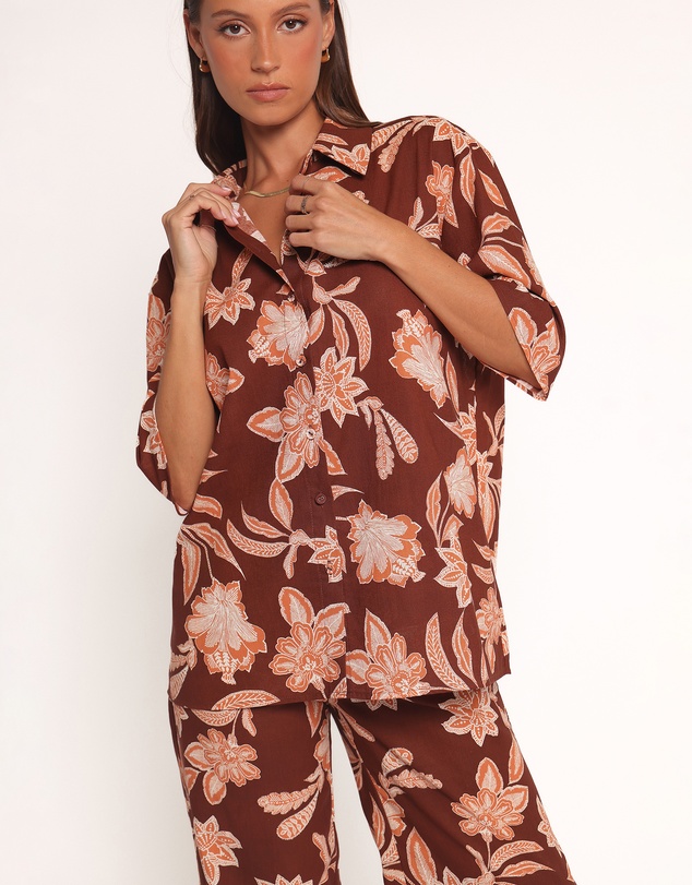 Petal & Pup - Samira Short Sleeve Shirt - Orange Floral
