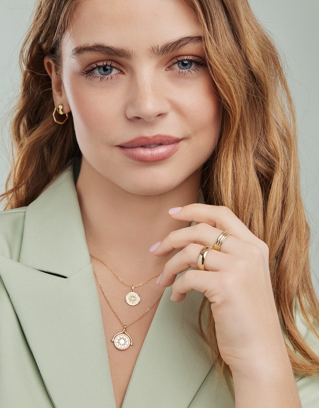 Zoe Olivia - 14K Gold Vermeil Medallion Evil Eye Necklace